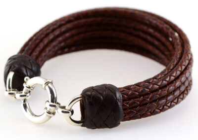 Pulsera de cuero y plata Abanico M 2