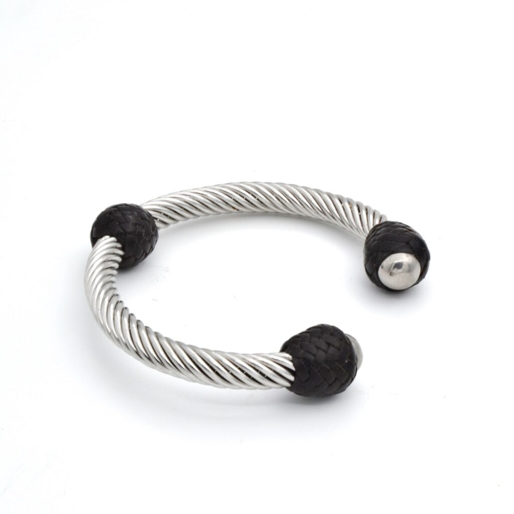 Pulsera Torque en acero y cuero